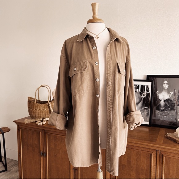 Other - 100% COTTON BROWN BUTTON DOWN SHIRT JACKET #0359
